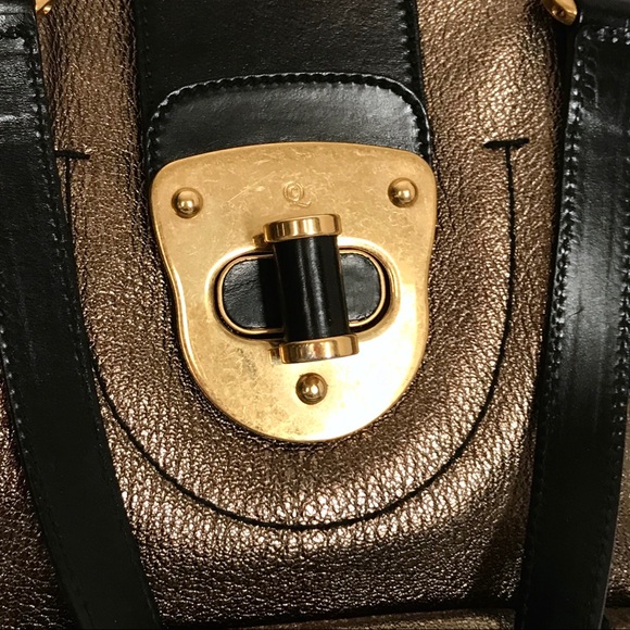 🎭 SOLD 🎭 ALEXANDER McQUEEN Bronze Flapper Tote - Picture 5 of 7